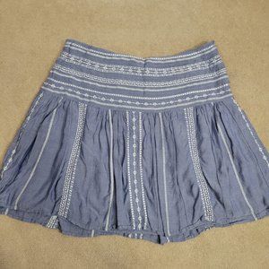 White House Black Market Light Blue Embroidered Mini Skirt